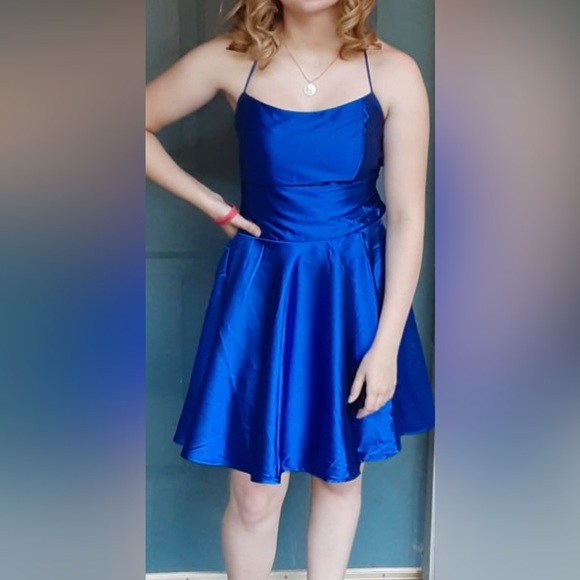 Windsor Strappy Lace Up Royal Blue Dress - Picture 2 of 4